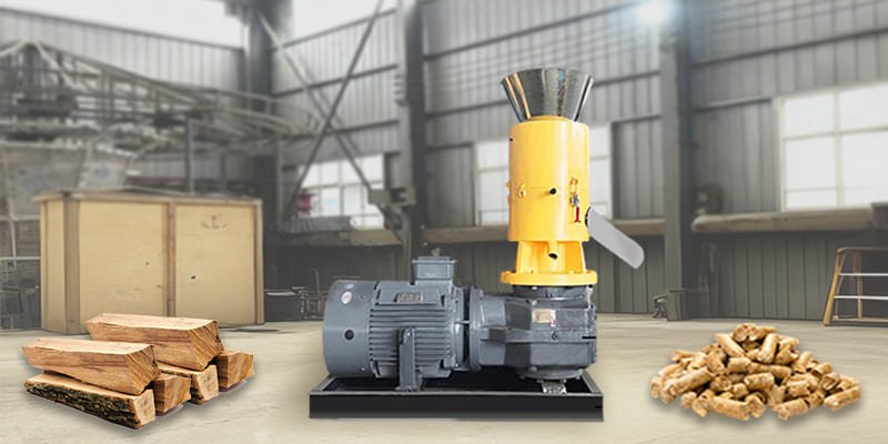 A STROSEN biomass pellet mill processing wood chips into pellets