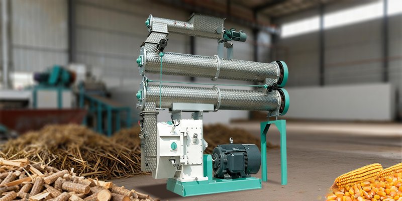 A close-up of a pelletizer machine in action, with fresh pellets emerging from the die