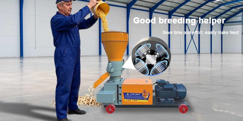 Diagram showing the inner workings of a feed pellet machine