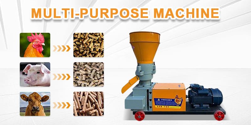 Customized animal feed pellets made with a small mill