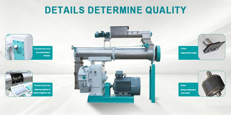 A detailed diagram showing the key components of a flat die pelletizer machine