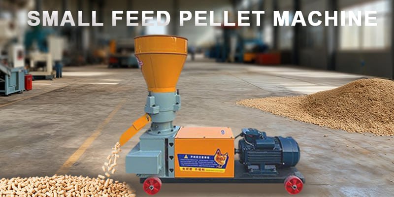 A compact small animal feed pellet machine in a workshop