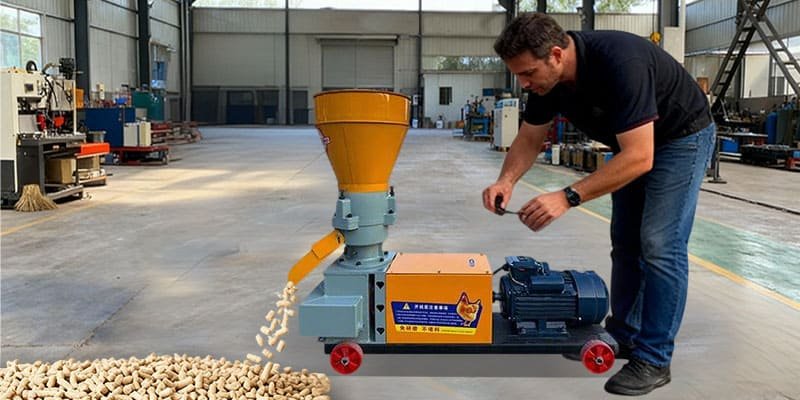 An engineer measuring the thickness of a steel die for a pellet mill