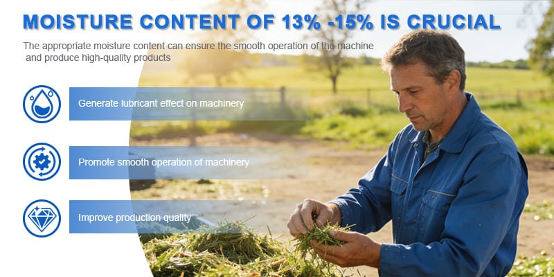 a hand feeling the texture of ground raw material to check moisture