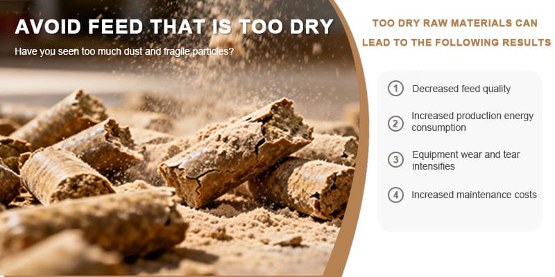 a pile of crumbly, dusty feed pellets