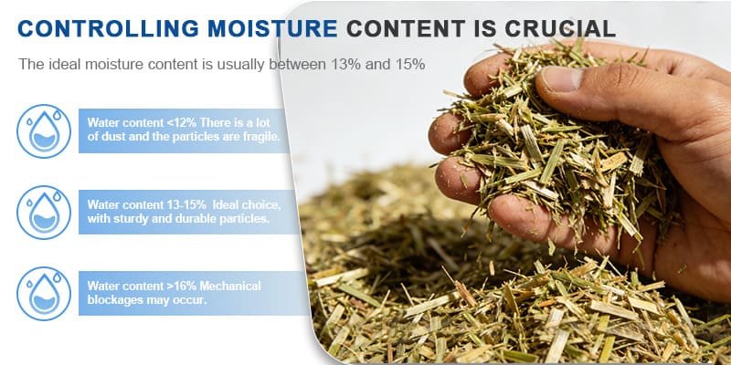a hand testing the moisture of ground raw material before pelleting