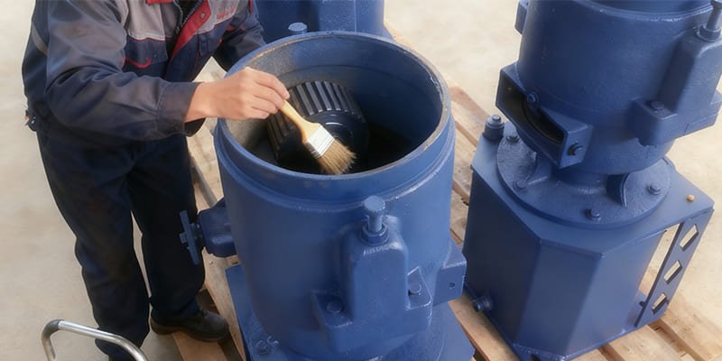 A hand using a grease gun to lubricate a machine's bearings.