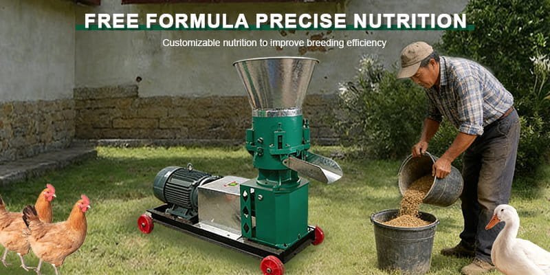 a farmer mixing a custom feed formula in a bucket