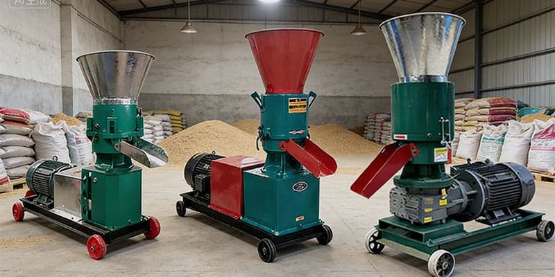 the three STROSEN 300 series pellet machines side by side