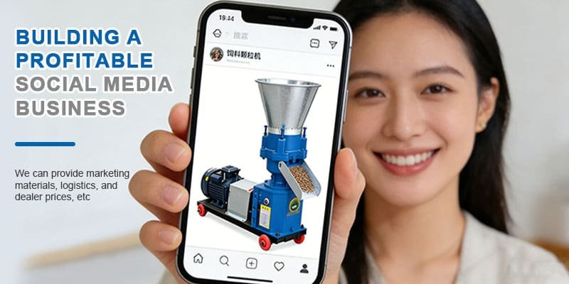 a social media influencer showing a pellet machine on their phone screen