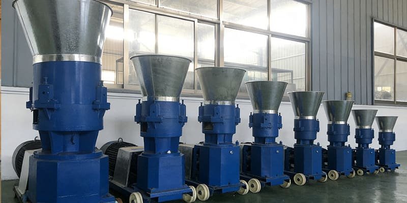 Feed Pellet Machine Models and Prices A lineup of different sized feed pellet machines, from small to large.