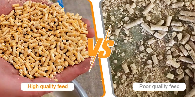 Pellet Quality Issues A side-by-side comparison of good quality pellets and poor, powdery pellets