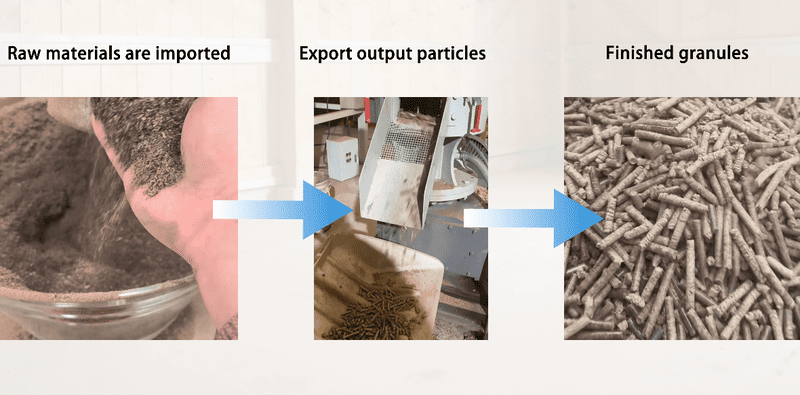 A short GIF or video showing the smooth operation of a pellet machine, from feeding to pellet output.