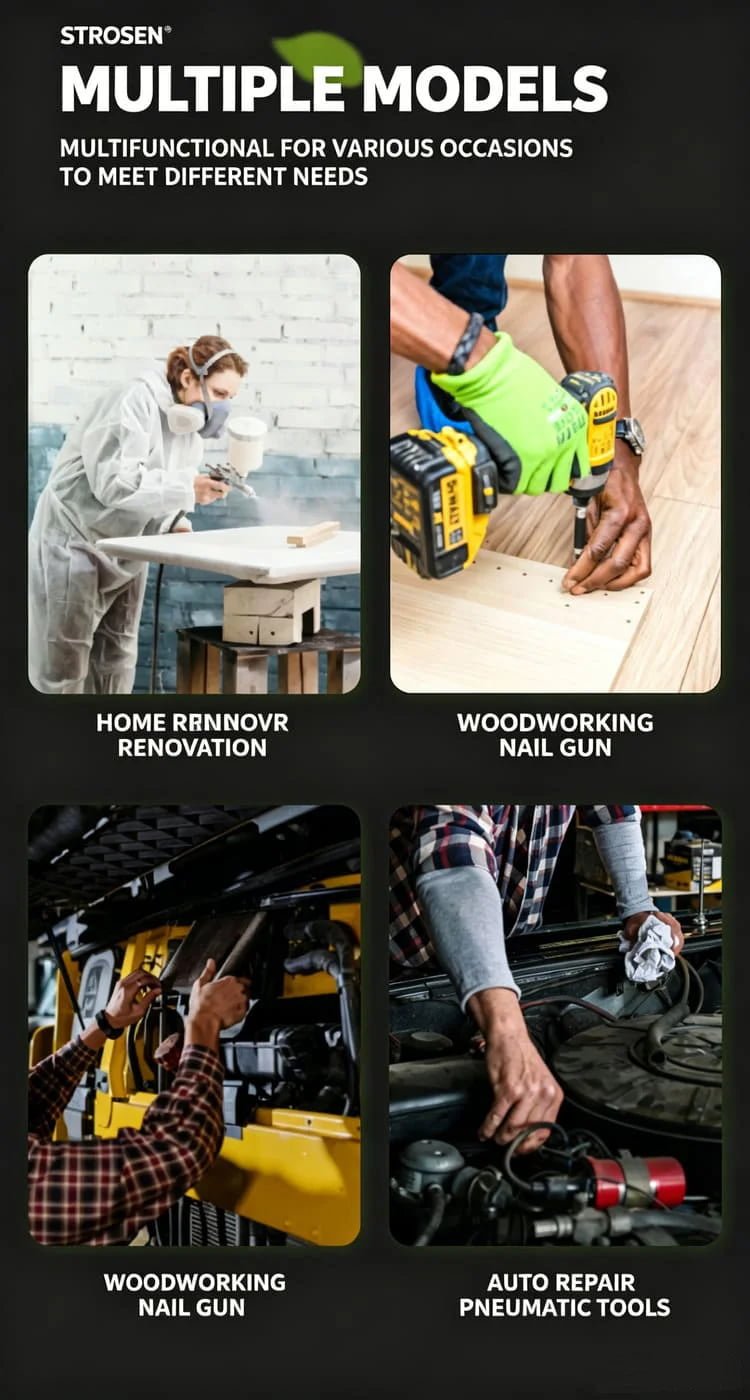 Strosen versatile air compressor used for home renovation spray painting woodworking nail guns and auto repair