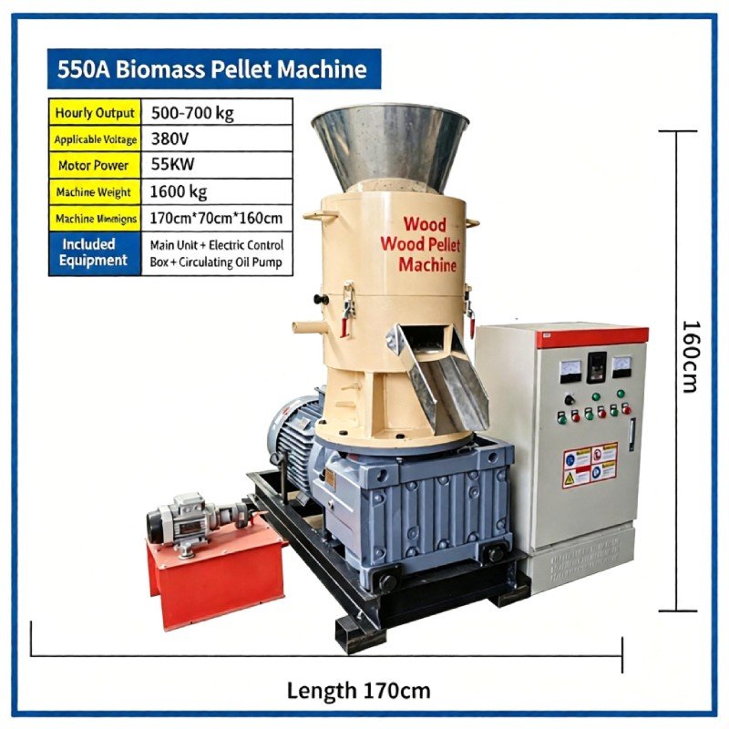 ST-W550 Wood Pellet Production Line | 55kw Industrial Wood Pellet Mill