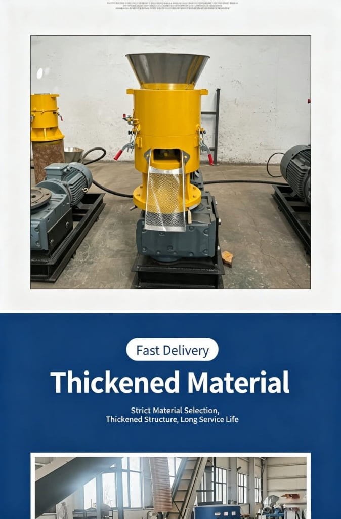 Yellow biomass pellet mill, thickened material structure, strict material selection, long service life, fast delivery